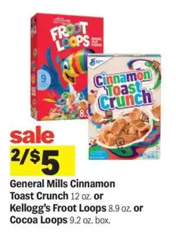 Meijer General Mills Cinnamon Toast Crunch or Kellogg’s Froot Loops or Cocoa Loops offer