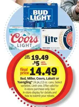 Meijer Bud, Miller, Coors, Labatt or Yuengling offer