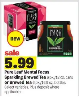 Meijer Pure Leaf Mental Focus Sparkling Brewed Tea or Brewed Tea offer