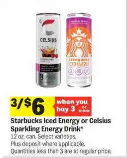 Meijer Starbucks Iced Energy or Celsius Sparkling Energy Drink offer