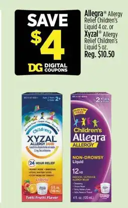 Dollar General Children's Allegra Allergy Non-Drowsy Liquid offer
