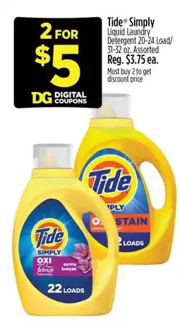 Dollar General Tide Simply Liquid Laundry Detergent offer