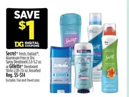 Dollar General Secret or Gillette deodorant offer
