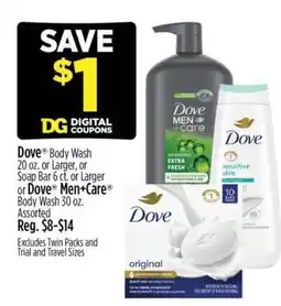 Dollar General Dove Body Wash or Soap offer