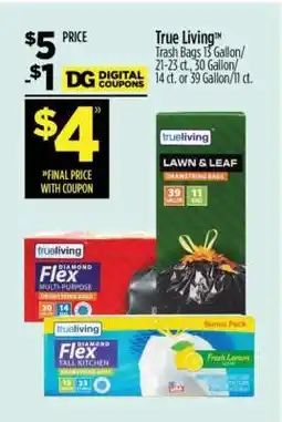 Dollar General True Living Trash Bags offer