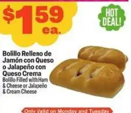 El Rio Grande Bolillo Relleno de Jamón con Queso o Jalapeño con Queso Crema offer