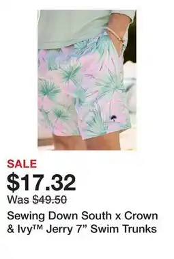 Belk Sewing Down South x Crown & Ivy Jerry 7 Swim Trunks offer