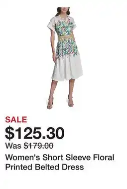 Belk Women's Short Sleeve Floral Printed Belted Dress offer