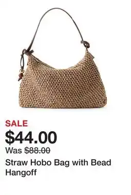 Belk Straw Hobo Bag with Bead Hangoff offer