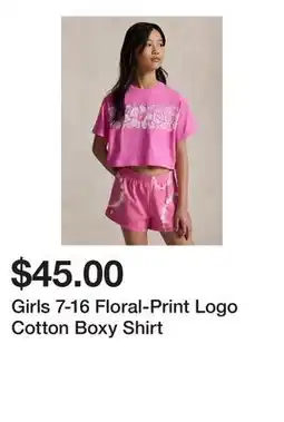 Belk Girls 7-16 Floral-Print Logo Cotton Boxy Shirt offer