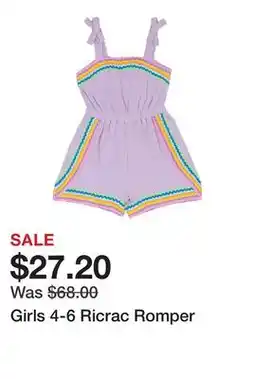 Belk Girls 4-6 Ricrac Romper offer