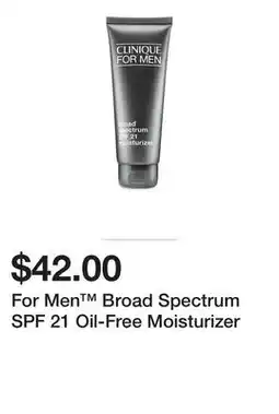 Belk For Men Broad Spectrum SPF 21 Oil-Free Moisturizer offer
