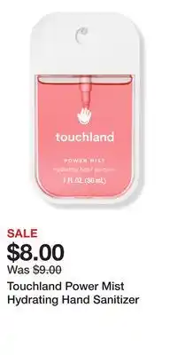 Ulta Beauty Touchland Power Mist Hydrating Hand Sanitizer offer