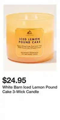 Bath & Body Works White Barn Iced Lemon Pound Cake 3-Wick Candle offer
