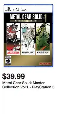 Game Stop Metal Gear Solid: Master Collection Vol.1 - PlayStation 5 offer