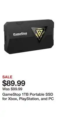 Game Stop GameStop 1TB Portable SSD for Xbox, PlayStation, and PC offer