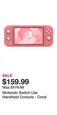Game Stop Nintendo Switch Lite Handheld Console - Coral offer