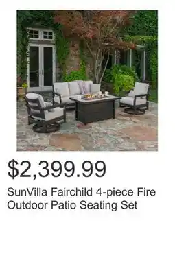Costco SunVilla Fairchild 4-piece Fire Outdoor Patio Seating Set offer