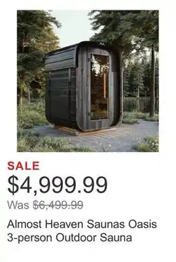 Costco Almost Heaven Saunas Oasis 3-person Outdoor Sauna offer