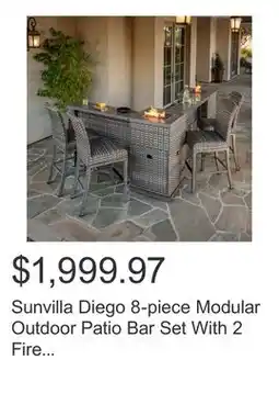 Costco Sunvilla Diego 8-piece Modular Outdoor Patio Bar Set With 2 Fire Towers offer