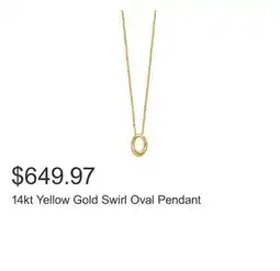 Costco 14kt Yellow Gold Swirl Oval Pendant offer