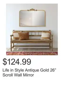 Costco Life in Style Antique Gold 26 Scroll Wall Mirror offer