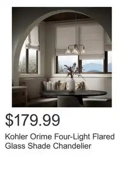 Costco Kohler Orime Four-Light Flared Glass Shade Chandelier offer