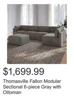 Costco Thomasville Fallon Modular Sectional 6-piece Gray with Ottoman offer