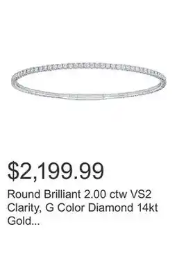 Costco Round Brilliant 2.00 ctw VS2 Clarity, G Color Diamond 14kt Gold Bangle Bracelet offer