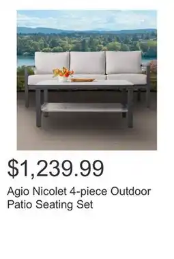 Costco Agio Nicolet 4-piece Outdoor Patio Seating Set offer