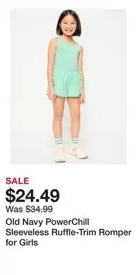 Old Navy Old Navy PowerChill Sleeveless Ruffle-Trim Romper for Girls offer