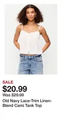 Old Navy Old Navy Lace-Trim Linen-Blend Cami Tank Top offer