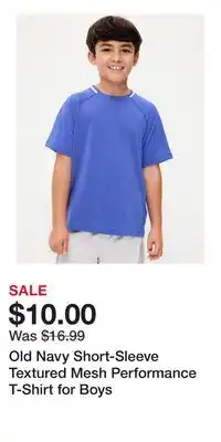 Old Navy Old Navy Short-Sleeve Textured Mesh Performance T-Shirt for Boys offer