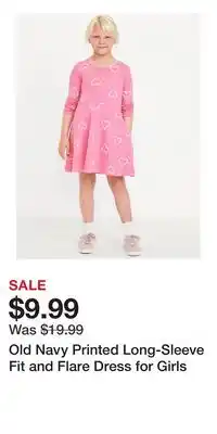 Old Navy Old Navy Printed Long-Sleeve Fit and Flare Dress for Girls offer
