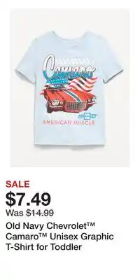 Old Navy Old Navy Chevrolet Camaro Unisex Graphic T-Shirt for Toddler offer