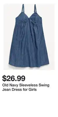 Old Navy Old Navy Sleeveless Swing Jean Dress for Girls offer