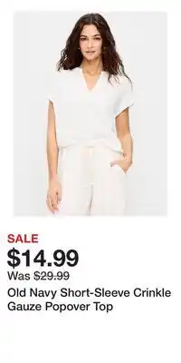 Old Navy Old Navy Short-Sleeve Crinkle Gauze Popover Top offer
