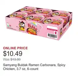 Costco Samyang Buldak Ramen Carbonara, Spicy Chicken, 3.7 oz, 6-count offer