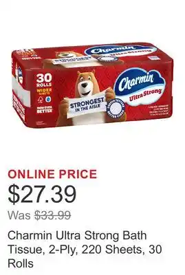 Costco Charmin Ultra Strong Bath Tissue, 2-Ply, 220 Sheets, 30 Rolls offer