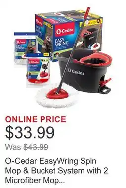 Costco O-Cedar EasyWring Spin Mop & Bucket System with 2 Microfiber Mop Heads + 1 Scrubber offer