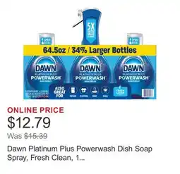 Costco Dawn Platinum Plus Powerwash Dish Soap Spray, Fresh Clean, 1 Starter Kit + 2 Refills offer