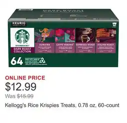 Costco Kellogg's Rice Krispies Treats, 0.78 oz, 60-count offer