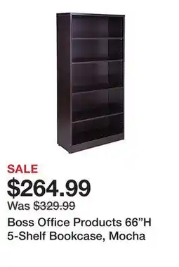 Office Depot Boss Office Products 66H 5-Shelf Bookcase, Mocha offer
