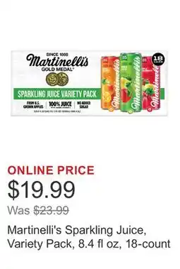 Costco Martinelli's Sparkling Juice, Variety Pack, 8.4 fl oz, 18-count offer