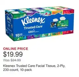 Costco Kleenex Trusted Care Facial Tissue, 2-Ply, 230-count, 10-pack offer