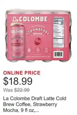 Costco La Colombe Draft Latte Cold Brew Coffee, Strawberry Mocha, 9 fl oz, 12-count offer