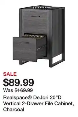 Office Depot Realspace DeJori 20D Vertical 2-Drawer File Cabinet, Charcoal offer