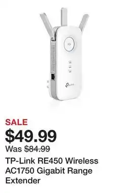 Office Depot TP-Link RE450 Wireless AC1750 Gigabit Range Extender offer