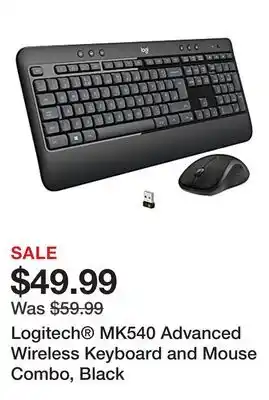Office Depot Logitech MK540 Advanced Wireless Keyboard and Mouse Combo, Black offer