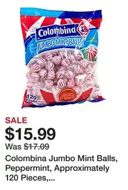 Office Depot Colombina Jumbo Mint Balls, Peppermint, Approximately 120 Pieces, 3-Lb Bag offer